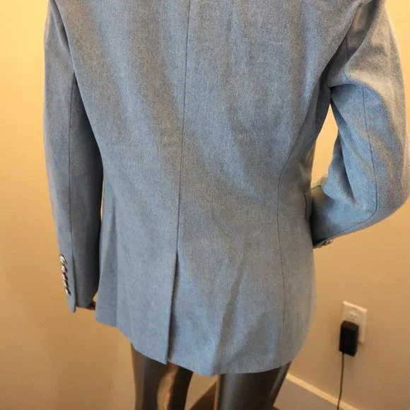 Veronica Beard Miller Dickey Blazer Denim Silver Crest Buttons Jacket Size 6 New - Picture 7 of 11